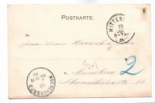 Ak Mittenwald mit Karwendelgebirge 1901