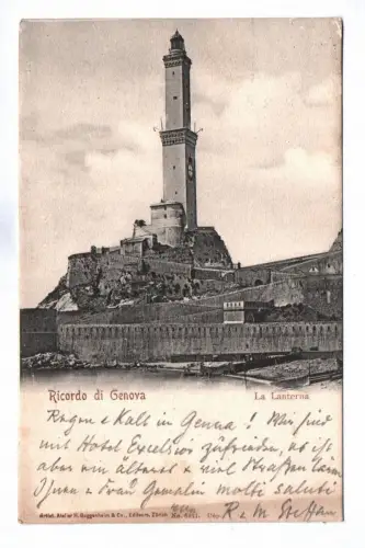 Ak Ricordo di Genova La Lanterna