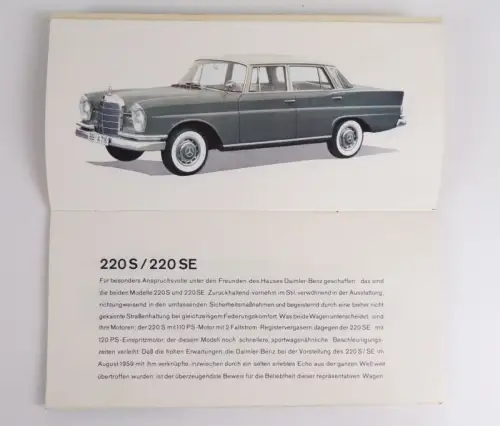 Altes Prospekt Mercedes Benz Personenwagen 1961
