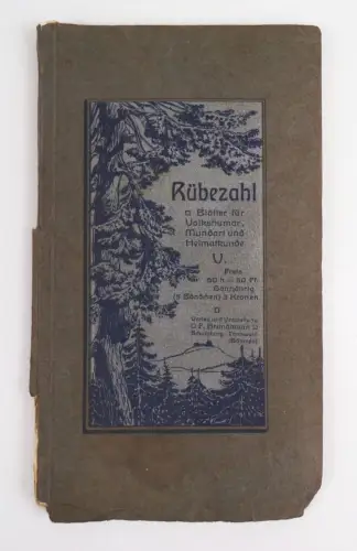 Rübezahl Blätter für Volkshumor Mundart und Heimatkunde um 1910 Grundmann