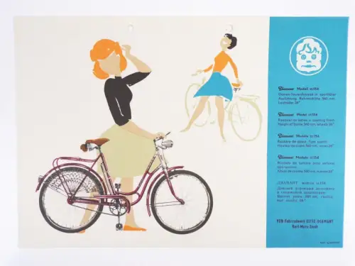 Alter Druck Diamant Fahrrad Programm 1959 Oldtimer bicycle