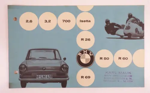 Altes Prospekt BMW Isetta 1960 PKW Motorrad
