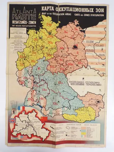 Atlanta Karte der Besatzungszonen Alliierte Besatzung 1946 Landkarte