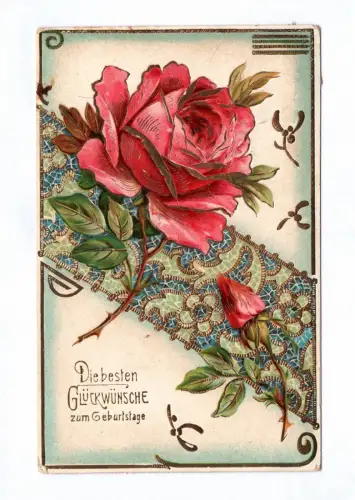 Künstler Ak goldgeprägt 1912 Die besten Glückwünsche zum Geburtstage Rose