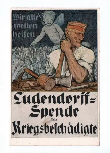Künstler Ak Ludendorf Spende für Kriegsgeschädigte Wir alle wollen helfen