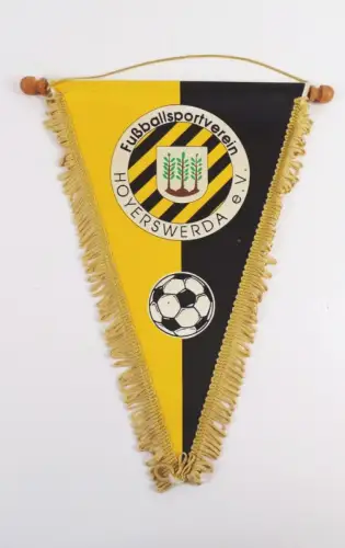 Wimpel Fußballsport Verein Hoyerswerda e V schwarz gelb Vintage