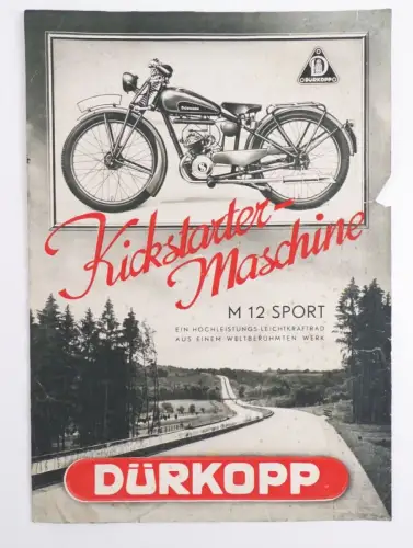 Reklame Blatt Kickstarter Maschine Dürkopp M12 Sport Motorrad 1930 er