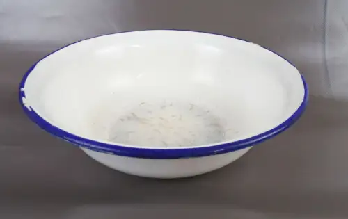 Alte Emaille Schüssel Pflanzschale blau weiß Email 