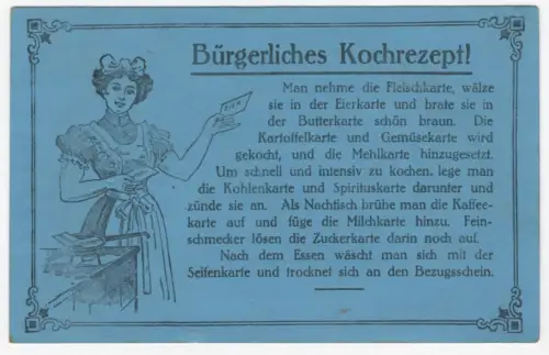 Ak Bürgerliches Kochrezept Lebensmittelkarte Satire Humor 1 Wk