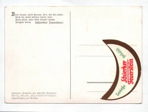 Reklame Ak Schierker Feuerstein Spirituose 1940 er
