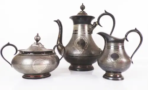 Kayser und Sohn Kaffeekanne Zuckerdose Sahnekännchen 80er Auflage versilbert