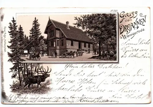 Litho Ak Gruss aus Dreiannen bei Wernigerode 1897 Harz