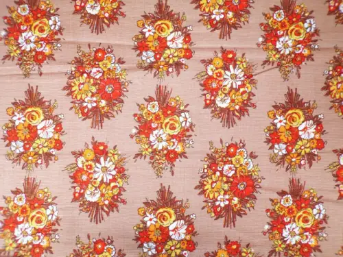 Alter Stoff DDR Gardinenstoff Blumen Muster Vintage Retro Look 