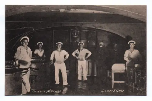 Ak Unsere Marine In der Küche Marine Soldaten