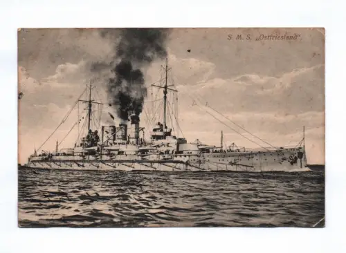 Ak S.M.S. Ostfriesland Großlinienschiff Kaiserliche Marine Schlachtschiff 1912