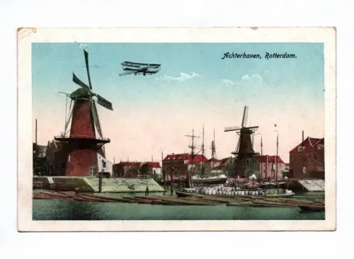 Künstler Ak Achterhaven Rotterdam Windmühlen