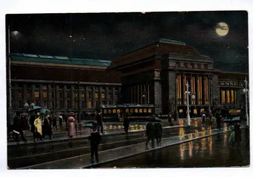 Feldpost Ak Leipzig Hauptbahnhof Nacht Stempel Bahnhofs Kommandantur Engelsdorf