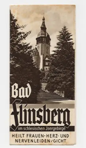 Altes Reiseprospekt Bad Flinsberg im schlesischen Isergebirge um 1930