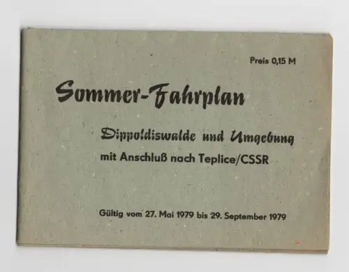 Sommer Fahrplan Dippoldiswalde und Umgebung 1979