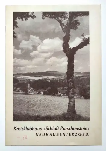 Alter Reiseprospekt Kreisklubhaus Schloß Purschenstein 1964 Neuhausen Erzgebirge