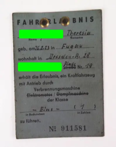Führerschein DDR 1960