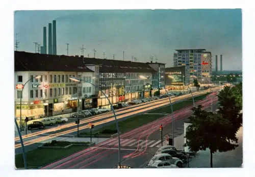 Ak Wolfsburg bei Nacht Porschestraße