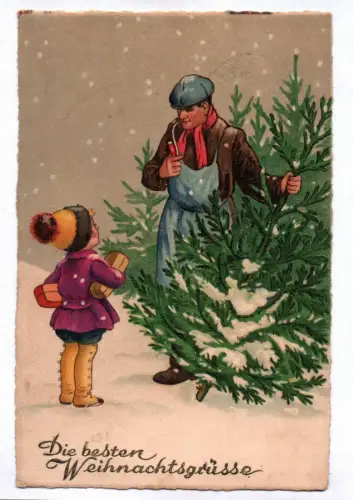 Künstler Ak Weihnachtsbaum Verkäufer Kind Baumgarten ? 1937