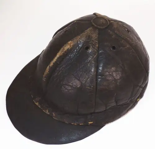 Alte Ledermütze Bergbau Kappe Helm Grubenhelm Antik Zeche