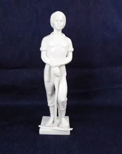 Herend Bergbau Kumpel Porzellan Figur Bergmann mit Keilhaue Weiß 30 cm 