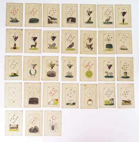 Wahrsagekarten Kartenspiel um 1850 handkoloriert