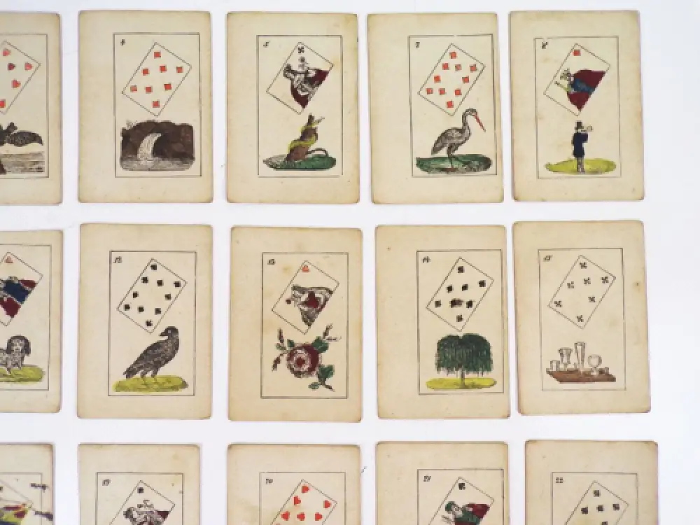 Wahrsagekarten Kartenspiel um 1850 handkoloriert 2
