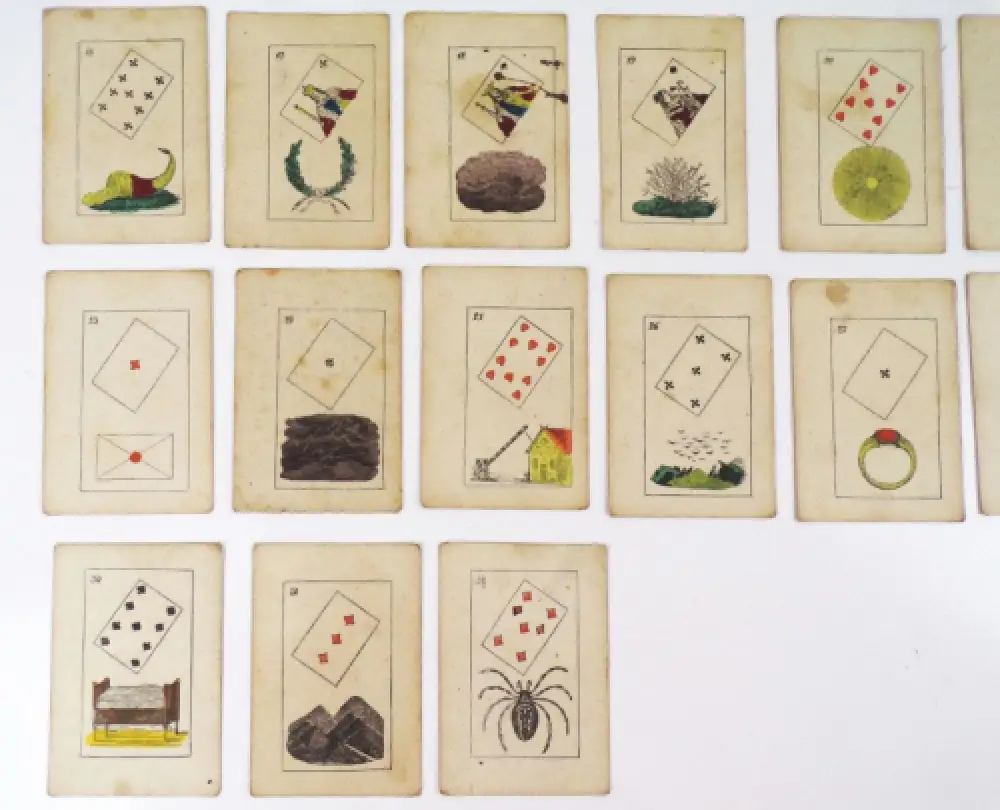 Wahrsagekarten Kartenspiel um 1850 handkoloriert 3