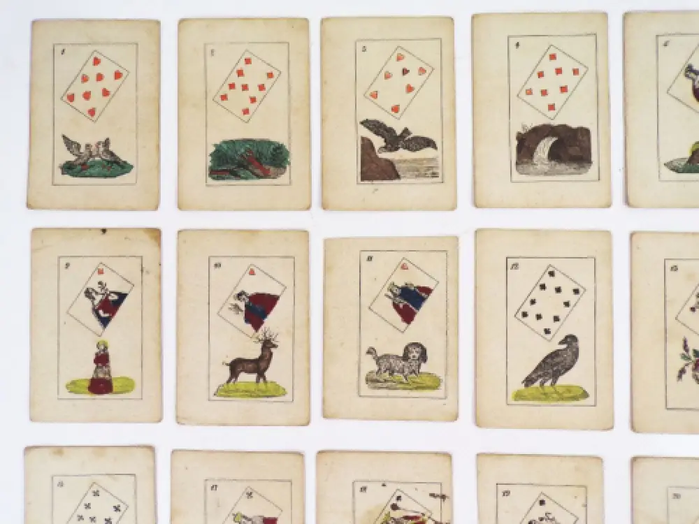 Wahrsagekarten Kartenspiel um 1850 handkoloriert 4