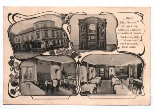 Litho Ak Stadt Kiautschou Zittau Gaststätte 1917