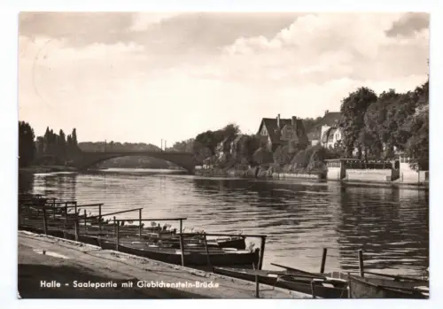 Foto Ak Halle Saalepartie mit Giebichenstein-Brücke 1964