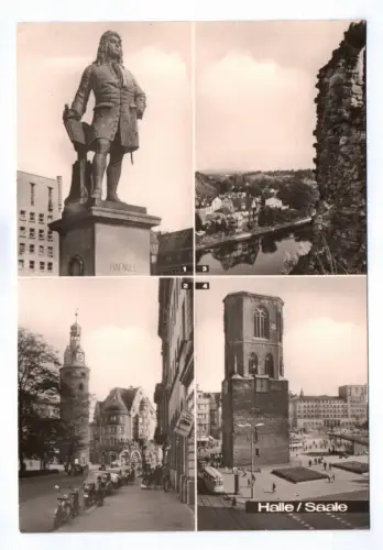 Ak Halle Saale Händel-Denkmal 1973 Am Leipziger Turm Blick von der Burgruine