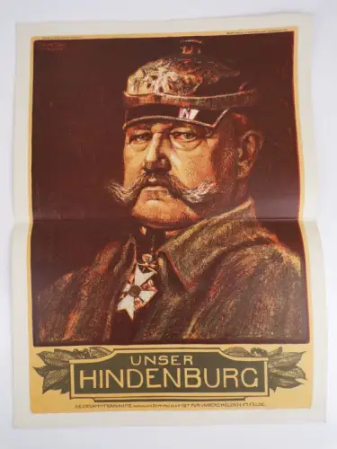 Unser Hindenburg Plakat 1 Wk Spende für unseren Helden im Felde 