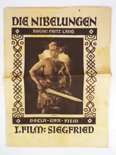 Filmprogramm Die Nibelungen Fritz Lang 1 Film Siegfried Stummfilm Original