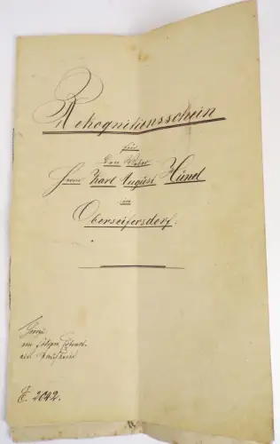 Oberseifersdorf bei Zittau Handschrift Vertrag 1855 bis 1888 Dokument