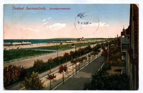 Künstler Ak Seebad Swinemünde Strandpromenade 1914
