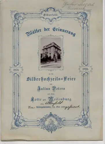 Königswinter Blätter zur Erinnerung Silberhochzeit 1899