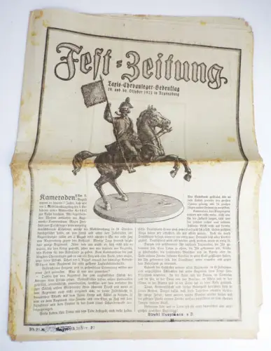 Festzeitung Taxis Chevauleder Gedenktag 1921 Regensburg