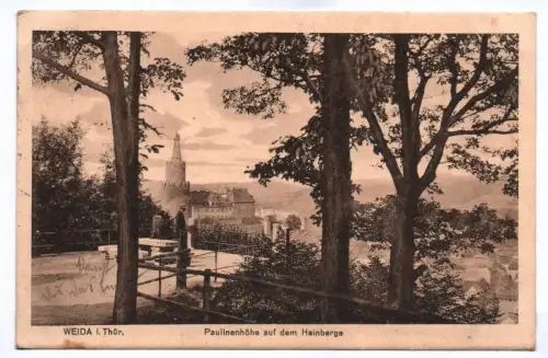 Ak Weida in Thüringen Paulinenhöhe mit Hainberge 1915 Feldpostkarte