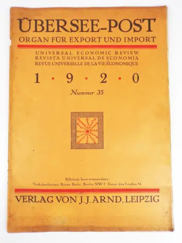 Übersee Post 1920 Nummer 35 Zeitung