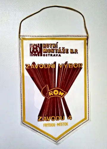 Wimpel Hutni Montaze N.P. Zavodni Vybor ROH Zavodu 4 Frydek Mistek