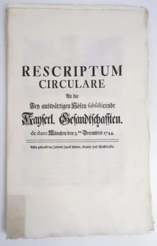 Rundschrift 1744 München Österreichischer Erbfolgekrieg Angriff auf Vaterlandsli