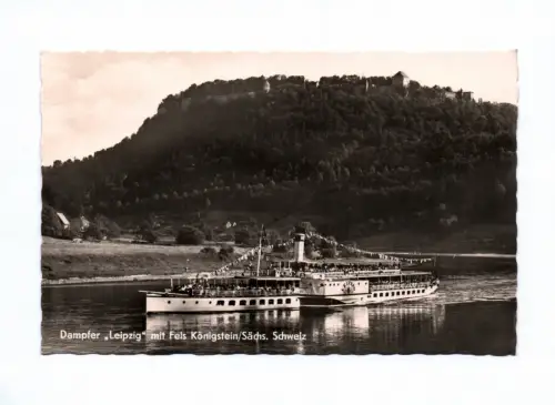 Ak Dampfer Leipzig mit Fels Königstein Sächsische Schweiz 1963