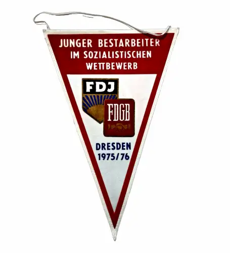 Wimpel Junger Bestarbeiter im sozialistischen Wettbewerb FDJ FDGB Dresden 1975