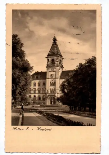 Ak Halle Saale Hauptpost 1937