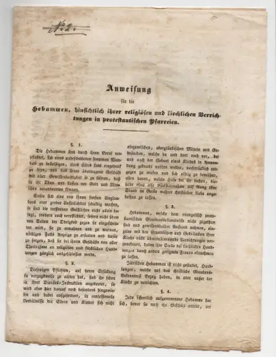 Hebammen Anweisung religiöse u kirchliche Verrichtung protestantische Pfarreien